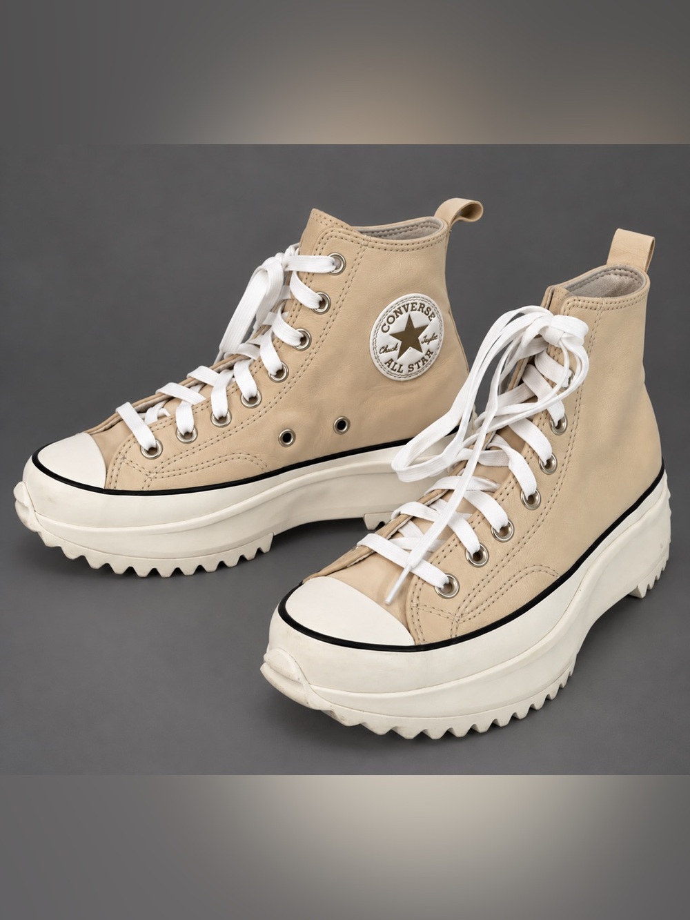 Custom Chuck Taylor leather Converse high top sneakers- nude/peach -subtle. Wn 8